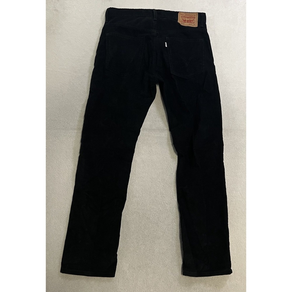 Levis 513 Pants Men's Size 32x30 Black Slim Straight Corduroy Pockets Zip Fly